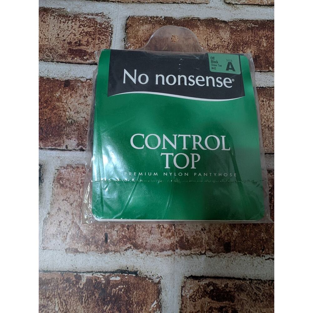 Vintage No Nonsense Control Top Pantyhose Off Black Size A Sheer Toe Nylons VTG